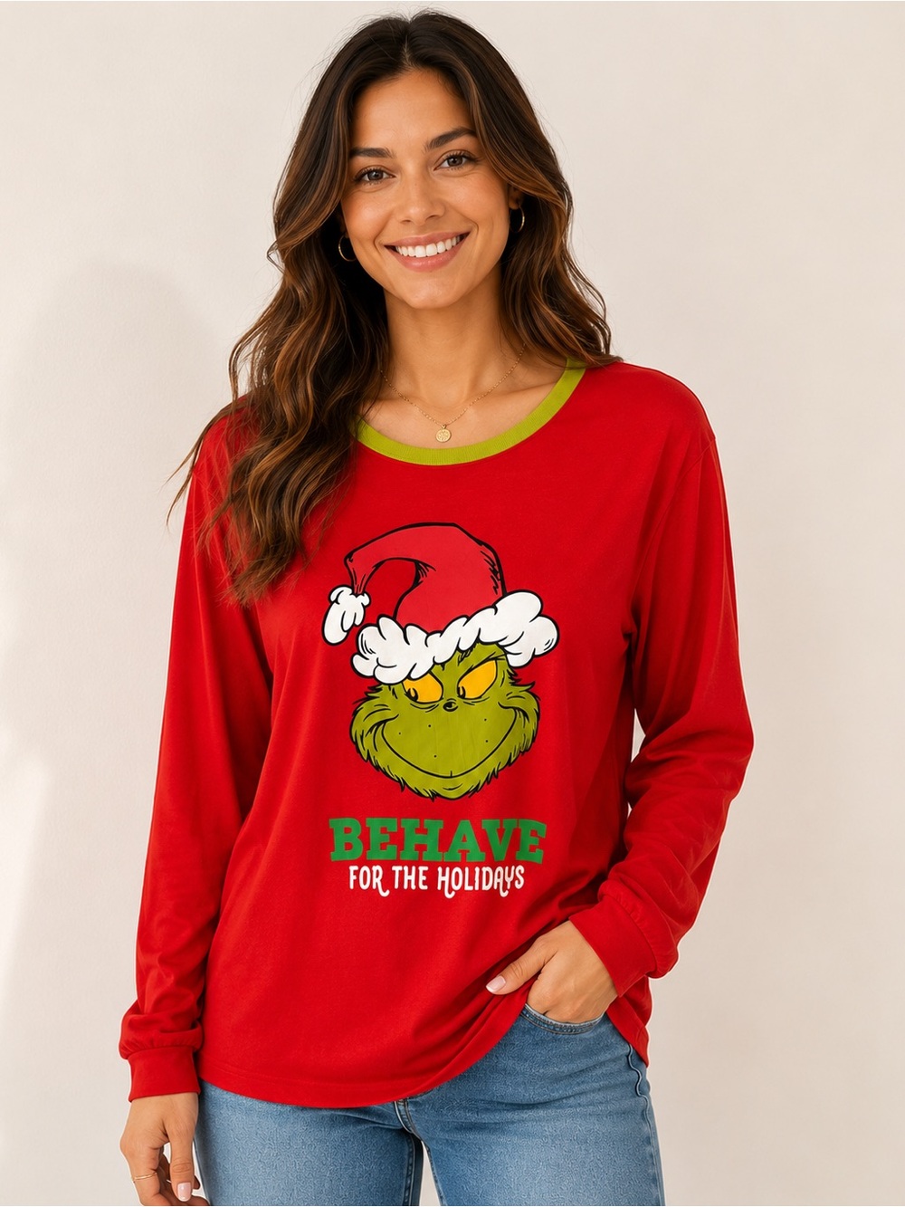 Grinch Christmas Sleep Shirt Nightgown Red Graphic Pajama Top 3X